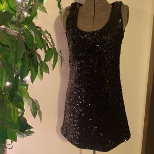 WHBM brand black sequin party dress, size Med.